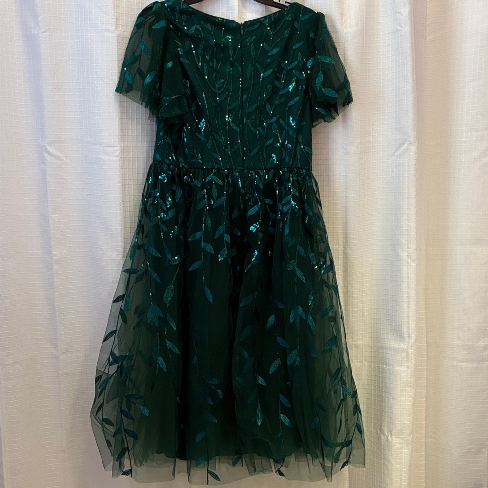 Ever Pretty Green Sequin Leaf A-line Midi Length Dress - Picture 5 of 9